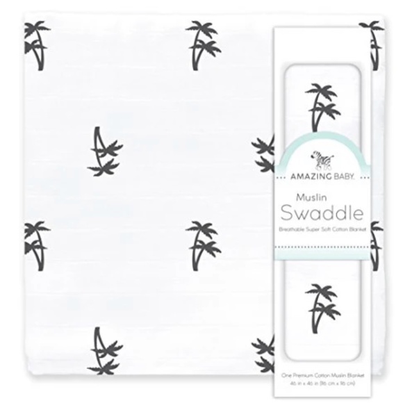 Amazing Baby Muslin Swaddle Multi-Use-7 Use Blanket NEW 46"x46 PALM TREES - Picture 11 of 15